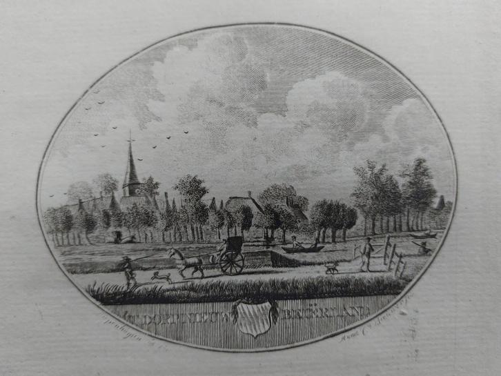 65 / Nieuw Beijerland - Gravure uit 1793  Oleffen & Bakker, Antiek en Kunst, Kunst | Etsen en Gravures, Ophalen of Verzenden