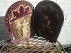 antiek religieus paneel stof en geborduurd, Antiek en Kunst, Ophalen of Verzenden