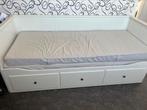 IKEA HEMNES bedbank – uitklapbaar naar 2-persoons + 3 lades, Ophalen, Gebruikt, 90 cm, Wit