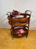 Gratis bezorging!Vintage serveerwagen van rond teak barwagen, Huis en Inrichting, Gebruikt, Vintage barwagen serveerwagen, -, -