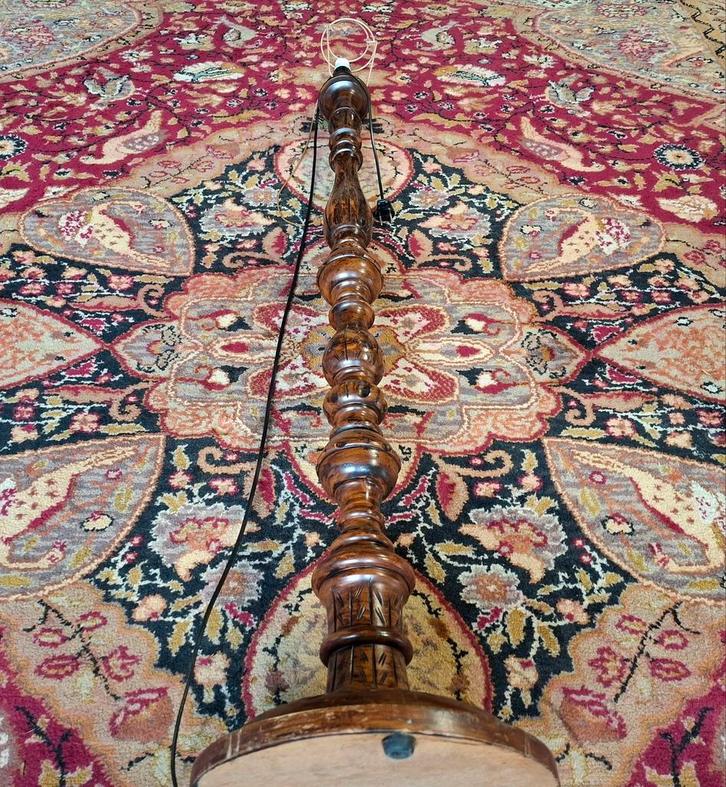 Pracht iets gestoken vintage houten Lampenvoet. Kijk omschr,, Huis en Inrichting, Lampen | Vloerlampen, Gebruikt, 150 tot 200 cm