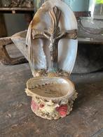 Fraai wijwater relik met Christus aan bronzen kruis, Ophalen of Verzenden