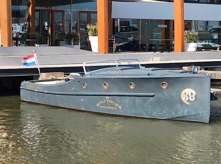 2 x rondvaartboot + losse exploitatie vergunning Amsterdam., Watersport en Boten, Motorboten en Motorjachten, Gebruikt, Staal
