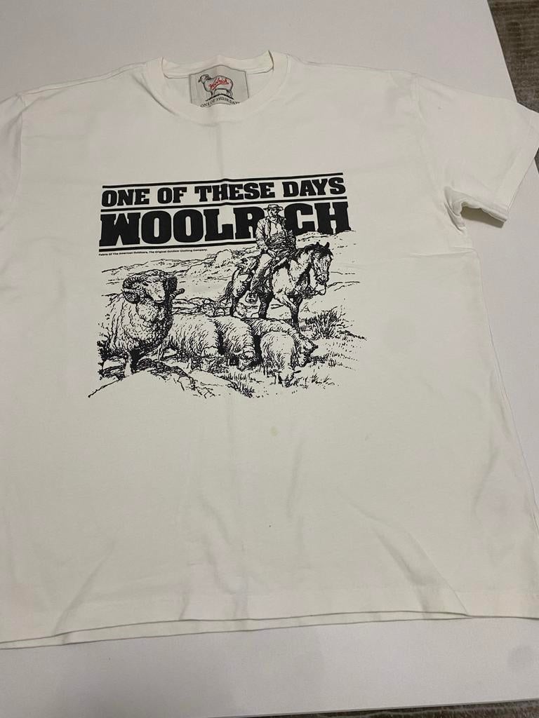 Woolrich Vintage T-shirt - Maat L - Wit, Ophalen of Verzenden, Zo goed als nieuw, Maat 52/54 (L), Wit