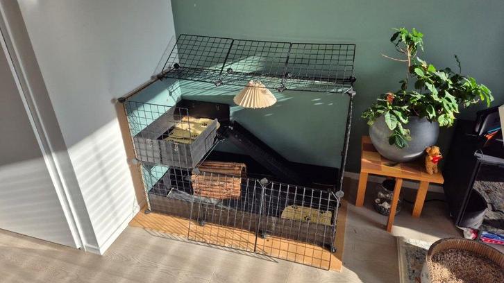 Caviakooi | C&C/R&C Draadkubus Kooi met twee etages 112x60, Dieren en Toebehoren, Knaagdieren en Konijnen | Hokken en Kooien, Gebruikt