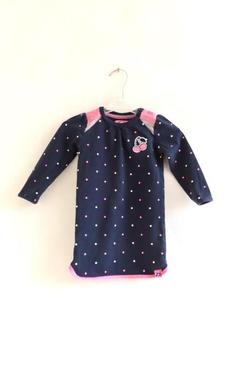 Jurk Destiny Donkerblauw Kersjes Z8 mt 86 (4480), Kinderen en Baby's, Babykleding | Maat 86, Zo goed als nieuw, Meisje, Jurkje of Rokje