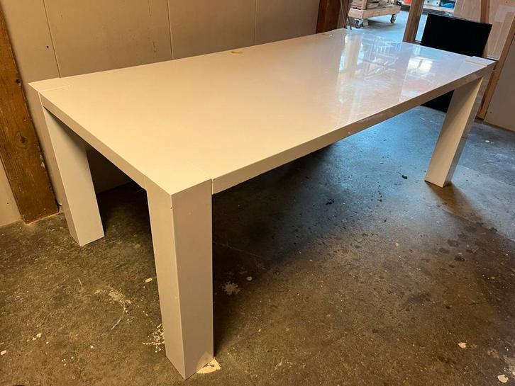 Groot bureau / tafel hoogglans wit - 200x100 cm, Huis en Inrichting, Bureaus, Gebruikt, Bureau, Ophalen of Verzenden