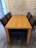 Tafel met 6 leren stoelen, Ophalen, Gebruikt