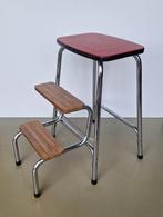 vintage Brabantia keuken-trapje kruk chroom buisframe oranje, Huis en Inrichting, Ophalen of Verzenden, Gebruikt, Staal