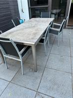 Tuintafel aluminium met hardsteen blad, Tuin en Terras, Tuintafels, Ophalen, Gebruikt, Rechthoekig, Aluminium