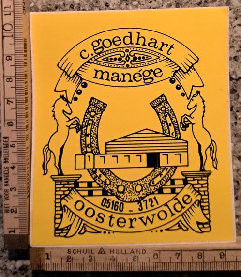 Vintage sticker Goedhart manege Oosterwolde paard hoefijzer, Verzamelen, Stickers, Zo goed als nieuw, Overige typen, Ophalen of Verzenden