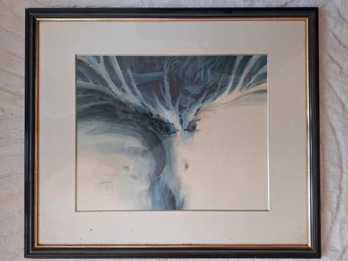 Orgineel Aquarel/Gouache schilderij van Saint-Genies, Antiek en Kunst, Kunst | Schilderijen | Modern, Ophalen of Verzenden