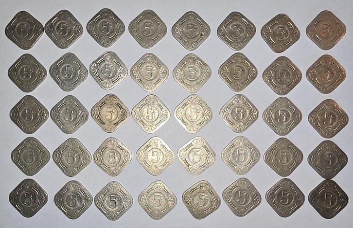 Nederland - 5 cent 1936 SCHAARS 40 stuks, Postzegels en Munten, Munten | Nederland, Setje, 5 cent, Koningin Wilhelmina, Ophalen of Verzenden