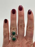 B740 Prachtige zilveren malachiet ring maat 17,5, Sieraden, Tassen en Uiterlijk, Ringen, Ophalen of Verzenden, X, Met edelsteen