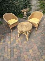 Rotan Tuinset met 2 Stoelen en Tafel, Ophalen, Gebruikt, Rotan