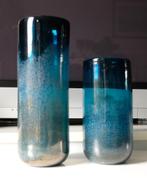 Set Leonardo design grote vazen blauw goud lichtblauw glas, Minder dan 50 cm, Nieuw, Glas, Blauw