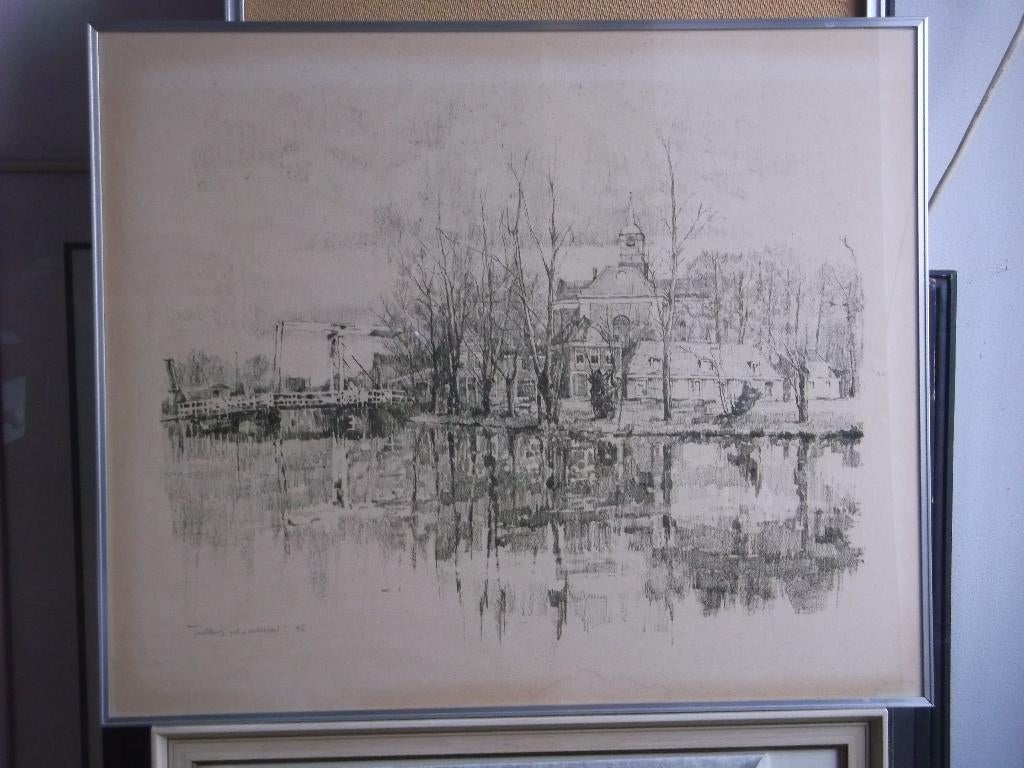 Ton Albers~Litho Ouderkerk a/d Amstel, Antiek en Kunst, Kunst | Litho's en Zeefdrukken, Ophalen of Verzenden