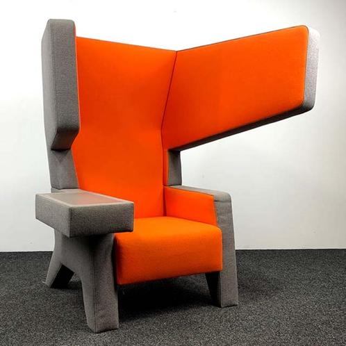 Earchair Prooff - Grijs-Oranje - Design Stoel, Huis en Inrichting, Fauteuils, Gebruikt, Stof, Ophalen