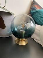 Design Tafellamp Bollamp - Goud Petrol Groen blauw, Minder dan 50 cm, Glas, Ophalen of Verzenden, Zo goed als nieuw