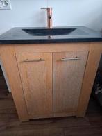 Badkamer meubel natuurstenen wasbak zwart., Huis en Inrichting, Badkamer | Badkamermeubels, Ophalen, Gebruikt, 50 tot 100 cm, Minder dan 100 cm