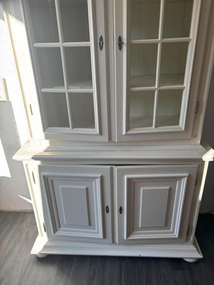 Crème Brocante Vitrinekast - Landelijke Stijl KRIMPEN, Huis en Inrichting, Kasten | Buffetkasten, Gebruikt, 150 tot 200 cm, 50 tot 100 cm