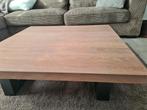 Vierkant houten salontafel met stalen frame - 100x100cm, Gebruikt, 50 tot 100 cm, Vierkant, 50 tot 100 cm