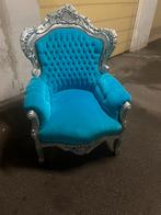 Brocante stoel zilver met blauwe zitting, Ophalen