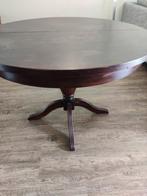 Massief donker houten ronde tafel - uitschuifbaar, Ophalen, Gebruikt, Rond, Vijf personen of meer