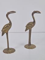 set 2 vintage messing flamingo kraanvogel '70 regency goud, Gebruikt, Ophalen of Verzenden, Vintage
