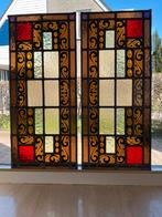 GEBRANDSCHILDERD GLAS IN LOOD, SET : 2, OMSTREEKS 1880, Antiek en Kunst, Ophalen of Verzenden