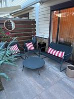 Loungeset van JYSK driedelig met ronde tafel, Tuin en Terras, Ophalen of Verzenden, Zo goed als nieuw, Kunststof