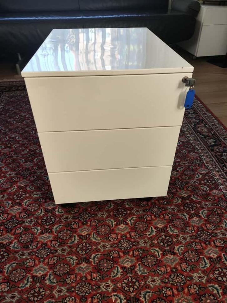 3x Witte metalen 3 ladenkast, 42*58*54 breed,diep,hoog, Huis en Inrichting, Kasten | Ladekasten, Zo goed als nieuw, Minder dan 100 cm