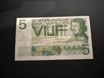 5 Gulden Vondel Bankbiljet  1966, Verzenden, 5 gulden