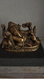 Bronzen Ganesha Beeld Liggend op Troon met Slangenbeeldje, Antiek en Kunst, Kunst | Beelden en Houtsnijwerken, Ophalen of Verzenden