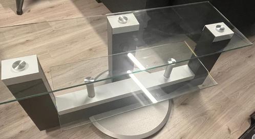 TV Meubel met glasplaat en draaiplateau, Huis en Inrichting, Kasten | Televisiemeubels, Gebruikt, Minder dan 100 cm, 100 tot 150 cm