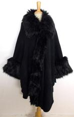 Prachtige zwarte poncho/mantel/vest met fake fur bont! XL, Verzenden, Zo goed als nieuw, Maat 46/48 (XL) of groter, Zwart