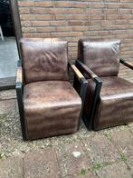 2 leren fauteuils, Huis en Inrichting, Fauteuils, Ophalen, Zo goed als nieuw, 75 tot 100 cm, 50 tot 75 cm