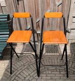 Inklapbare barkrukken kruk marktkraam kersenhout gebruikt, Huis en Inrichting, Ophalen, Gebruikt, Met voetsteun, 60 tot 90 cm