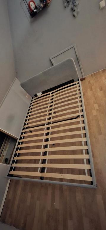 Ikea bed met matras 140x200 als nieuw Slattum grijs - afbeelding 4