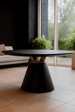 Showroom Eikenfineer Eettafel, Ophalen, Zo goed als nieuw, Rond, 100 tot 150 cm