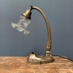 Franse art nouveau tafellamp met transparante glazen kap, Antiek en Kunst, Antiek | Lampen, Ophalen of Verzenden