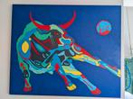 Kleurrijk Stier Schilderij - Abstract & Modern 100x120 cm, Ophalen
