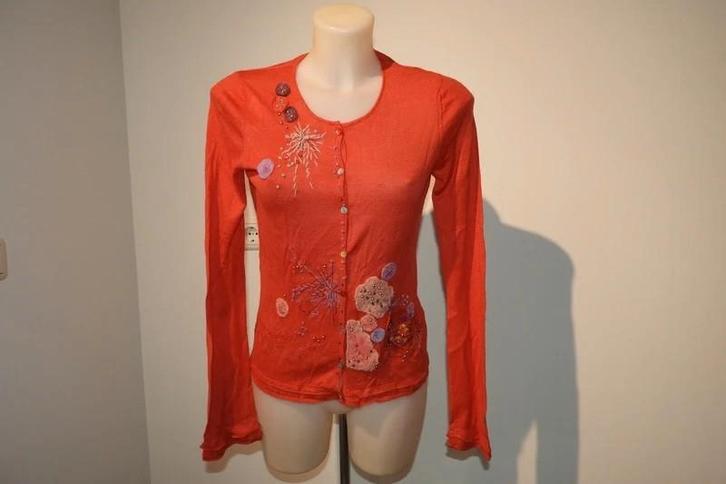 Kenzo Jungle gebreid vest bloemen kralen bewerking 38, Kleding | Dames, Truien en Vesten, Zo goed als nieuw, Maat 38/40 (M), Overige kleuren