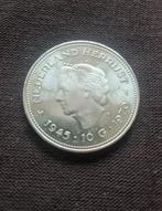 Zilveren 10 G munt NEDERLAND HERRIJST, Ophalen of Verzenden, Koningin Juliana, 10 gulden