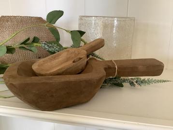 NIEUW set van 2 teak houten scheppen schalen beschikbaar voor biedingen