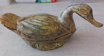 houten goudkleurige eend met opbergplekje beschikbaar voor biedingen