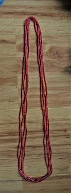 Lange kralenketting oliekralen rood 180 cm Ibiza Seventies, Ophalen of Verzenden, Nieuw, Rood, Overige materialen