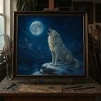 Witte wolf schilderij - op bestelling gemaakt, Ophalen of Verzenden