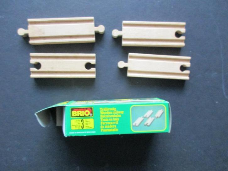 Brio (Origineel) 4 rechte rails 10,8 cm in doos, Kinderen en Baby's, Speelgoed | Houten speelgoed, Gebruikt, Ophalen of Verzenden