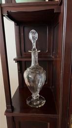 Antieke kristallen karaf met olijfslijpsel, Ophalen of Verzenden